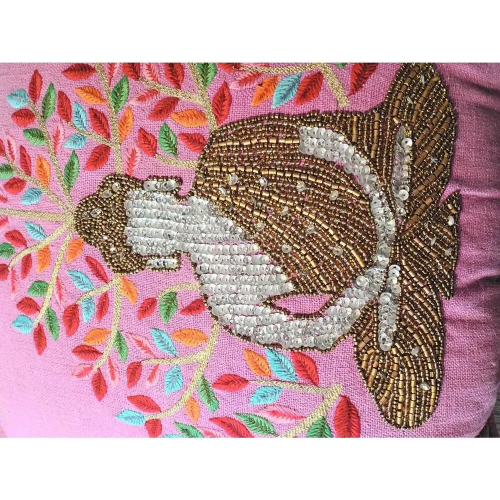 New 18x18 Spiritual Go Home LTD Pink Buddha Buddhist Embroidered Throw Pillow